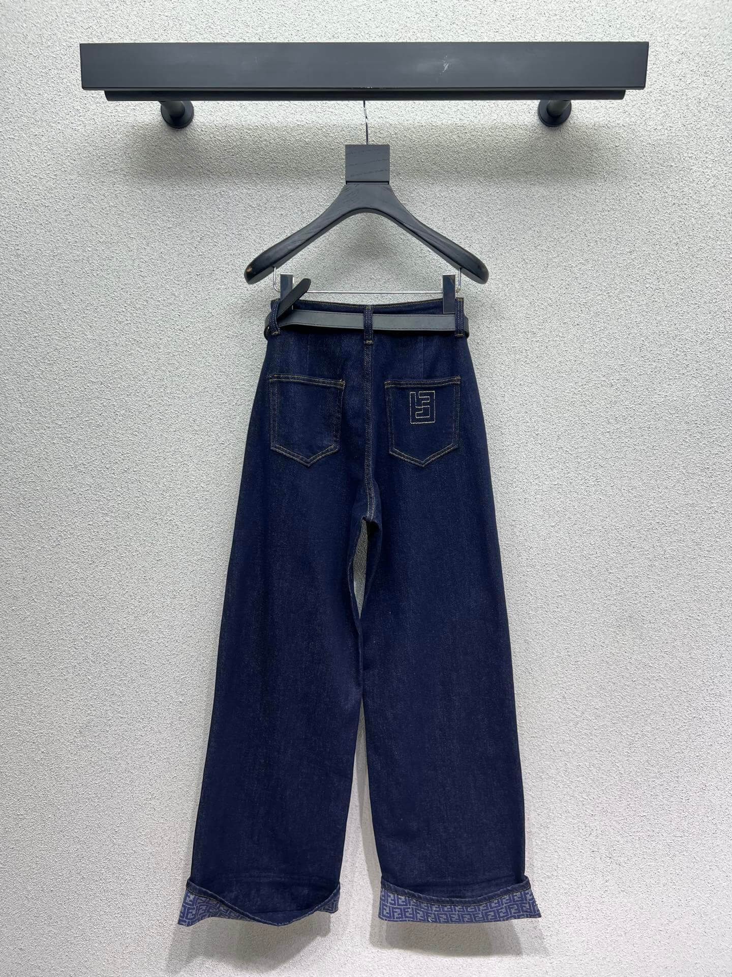 Fendi Dark Wash Flip Wide-Leg Straight Denim Pants - Image 2