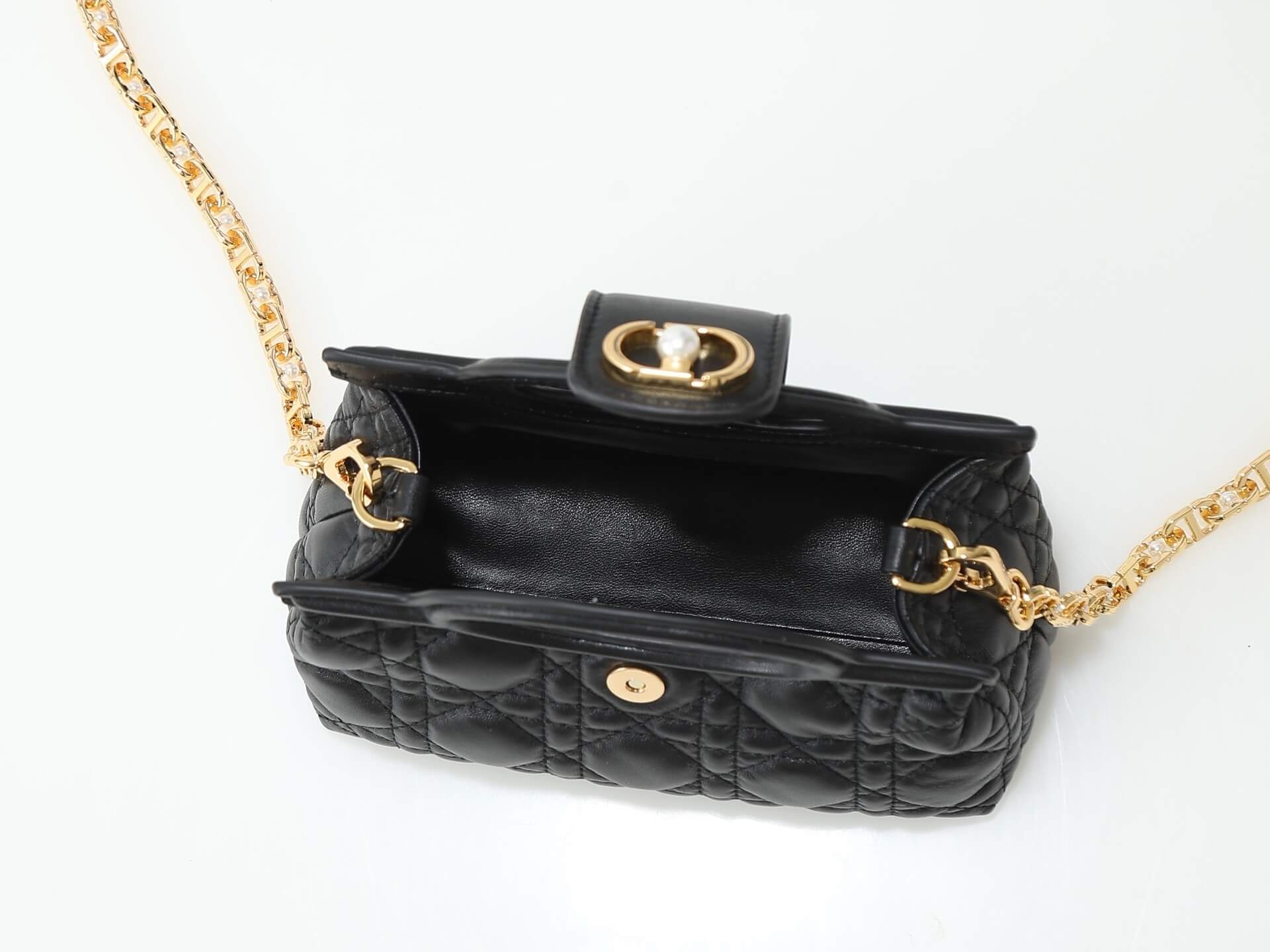 Dior Jolie Top Handle Mini Bag in Black Cannage Leather - Image 6