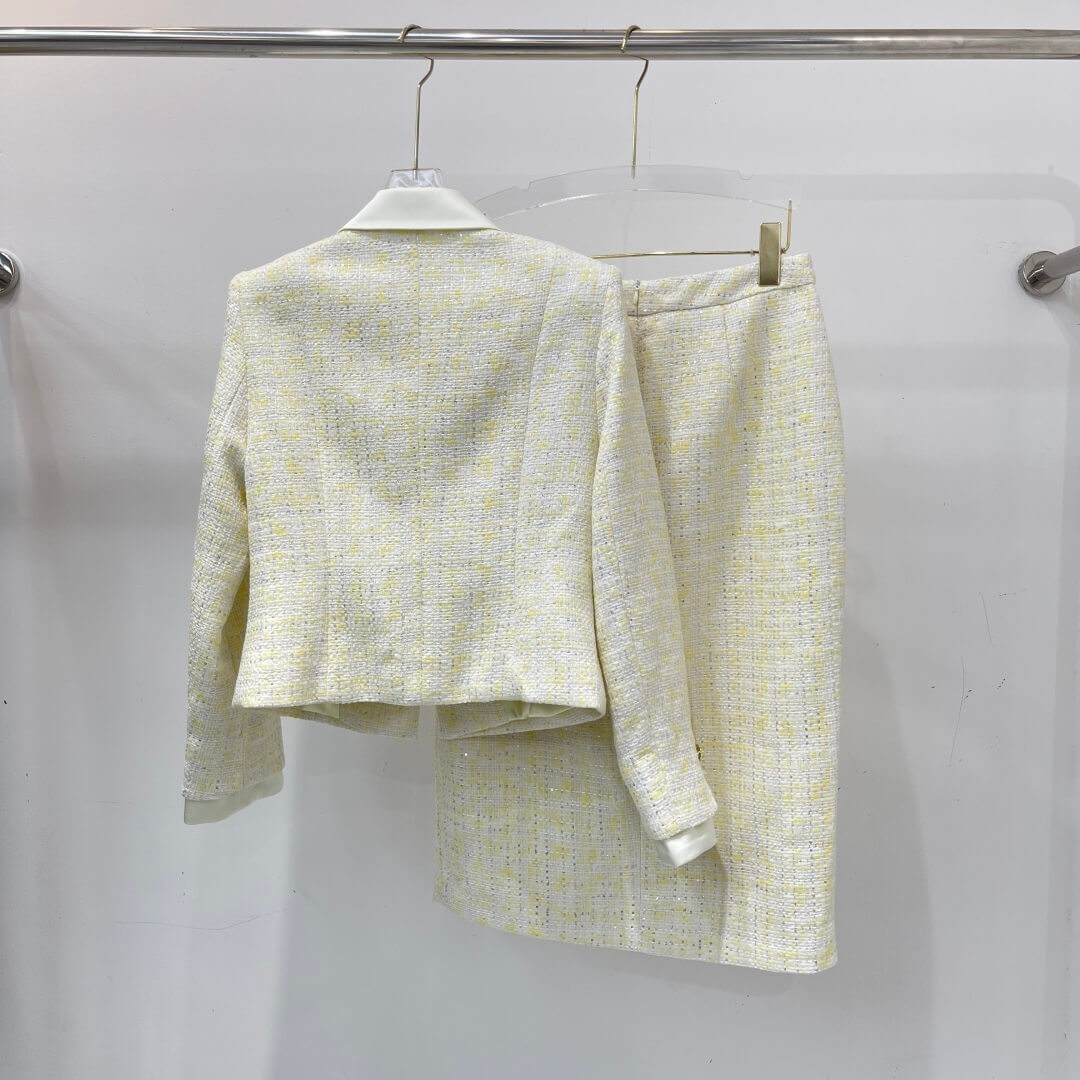 Chanel Tweed Jacket and Skirt Set – Gold/Brown - Image 3
