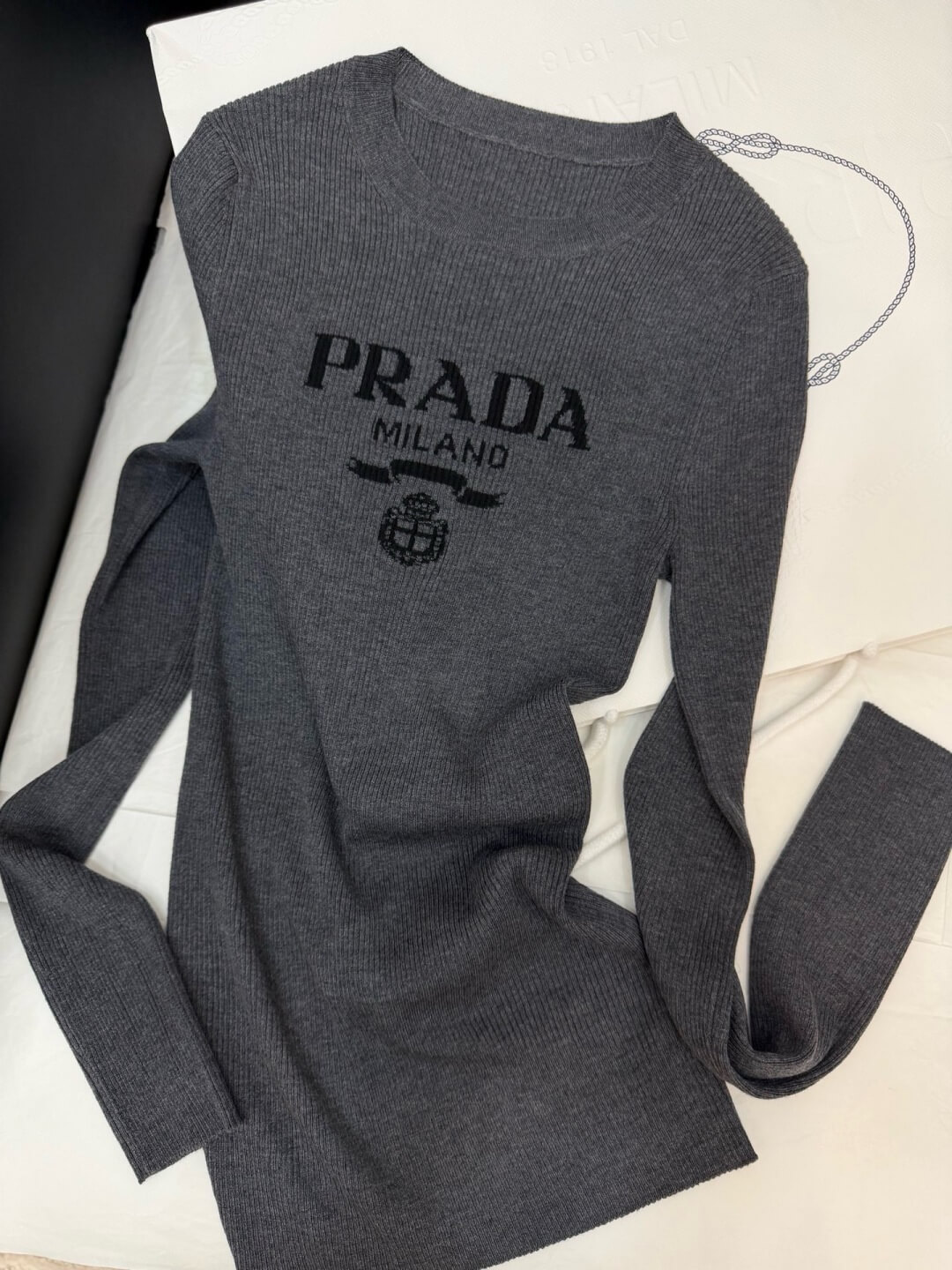 Prada Milano Logo Ribbed Knit Sweater. - Image 2