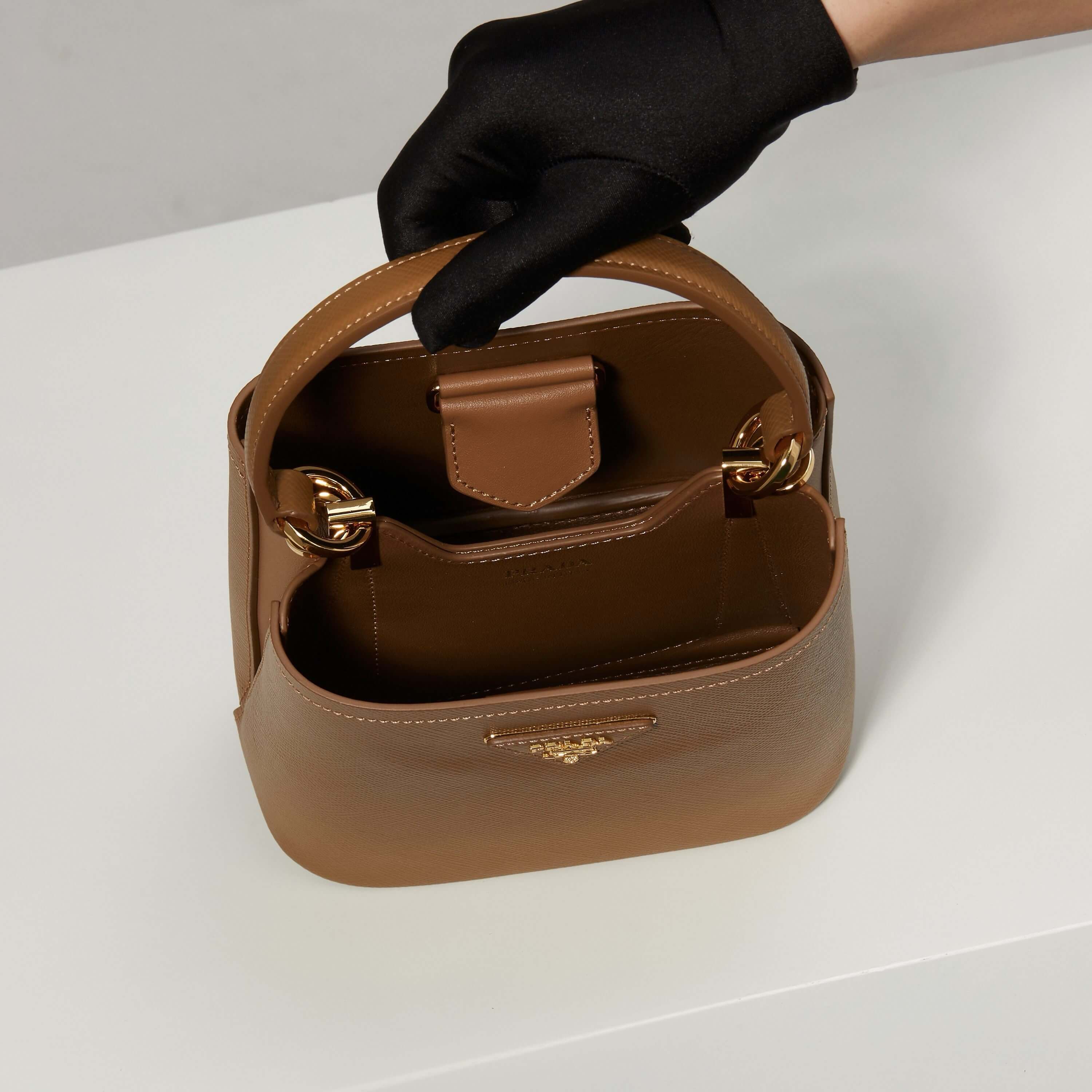 Prada Panier Small Saffiano Leather Bag – Brown - Image 8