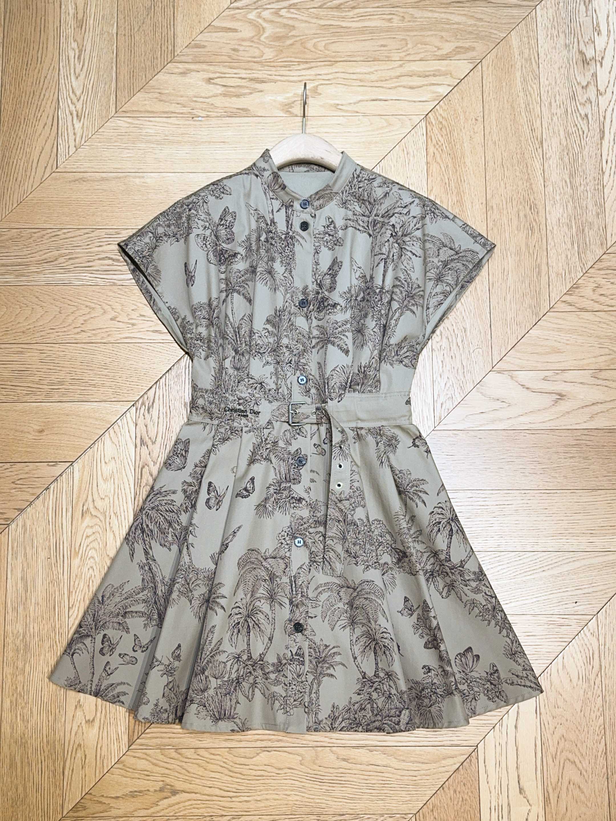 Dior Grey Toile de Jouy Palms Short-Sleeved Dress - Image 4