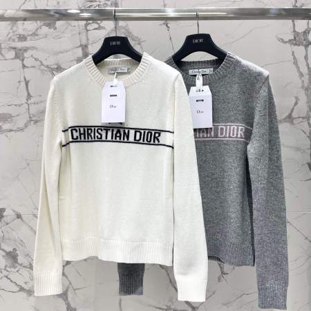 Christian Dior Jacquard Letter Slim Knit Sweater