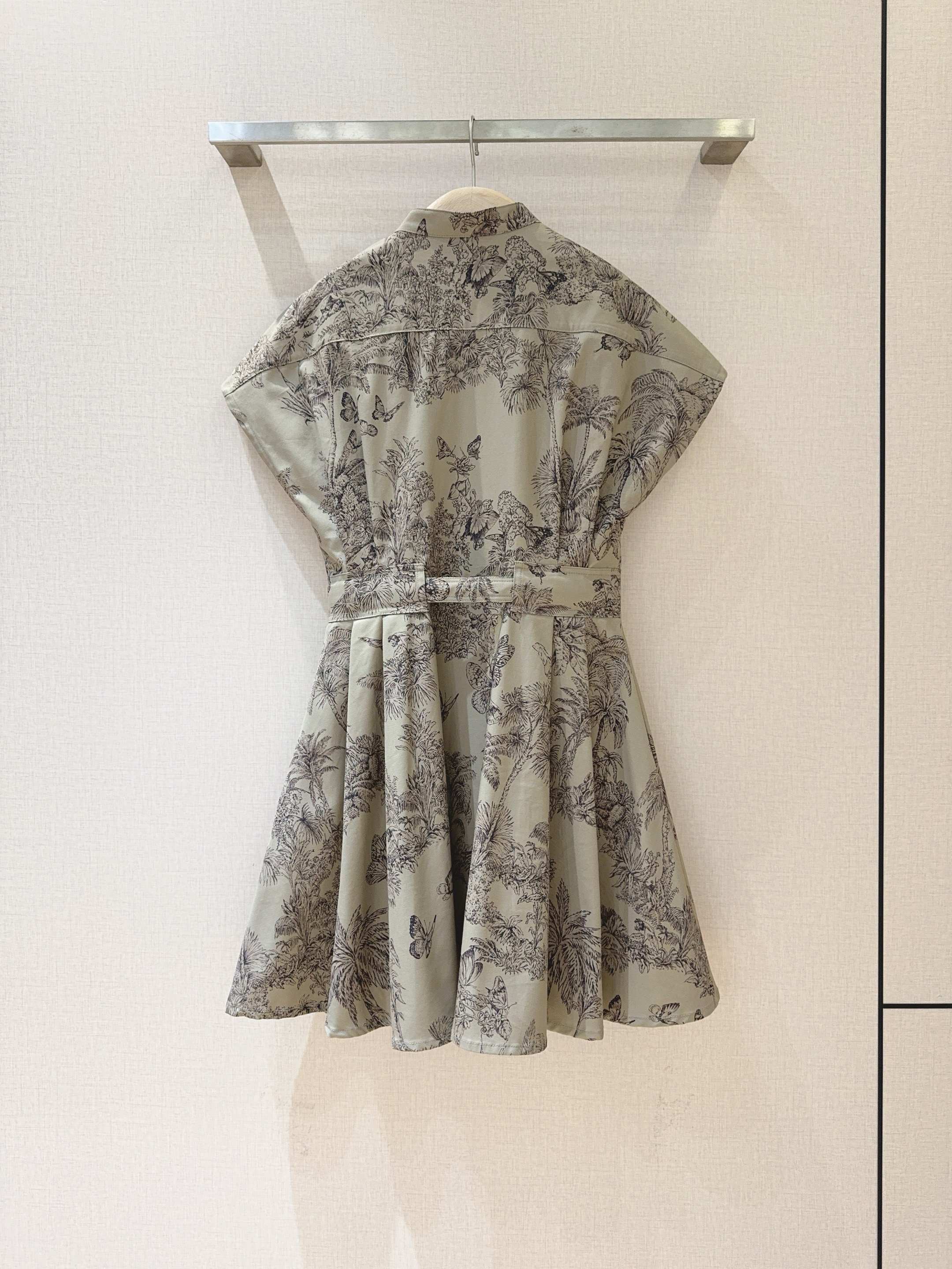 Dior Grey Toile de Jouy Palms Short-Sleeved Dress - Image 2