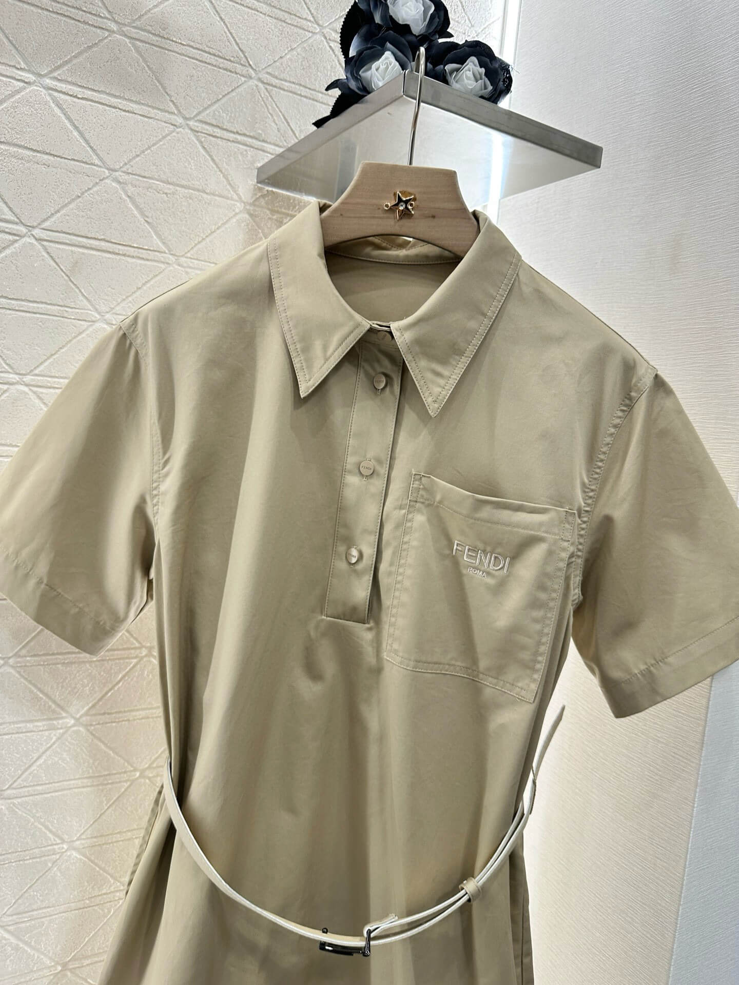 Fendi Beige Belted Polo Mini Dress - Image 3