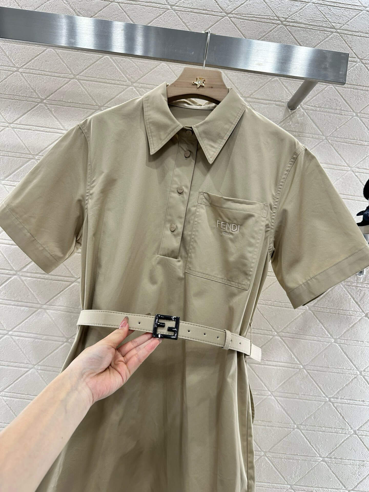 Fendi Beige Belted Polo Mini Dress - Image 5