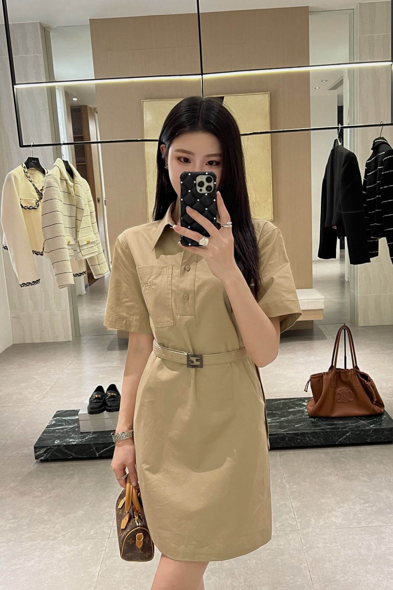 Fendi Beige Belted Polo Mini Dress - Image 9