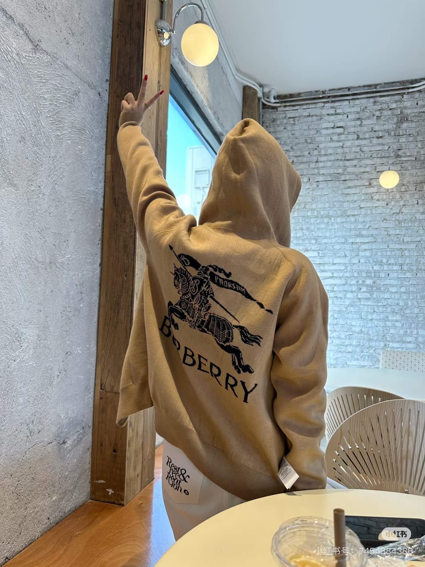 Burberry Reversible Knit Zip Hoodie with Exploded Check Pattern & Equestrian Knight Graphic - Image 5