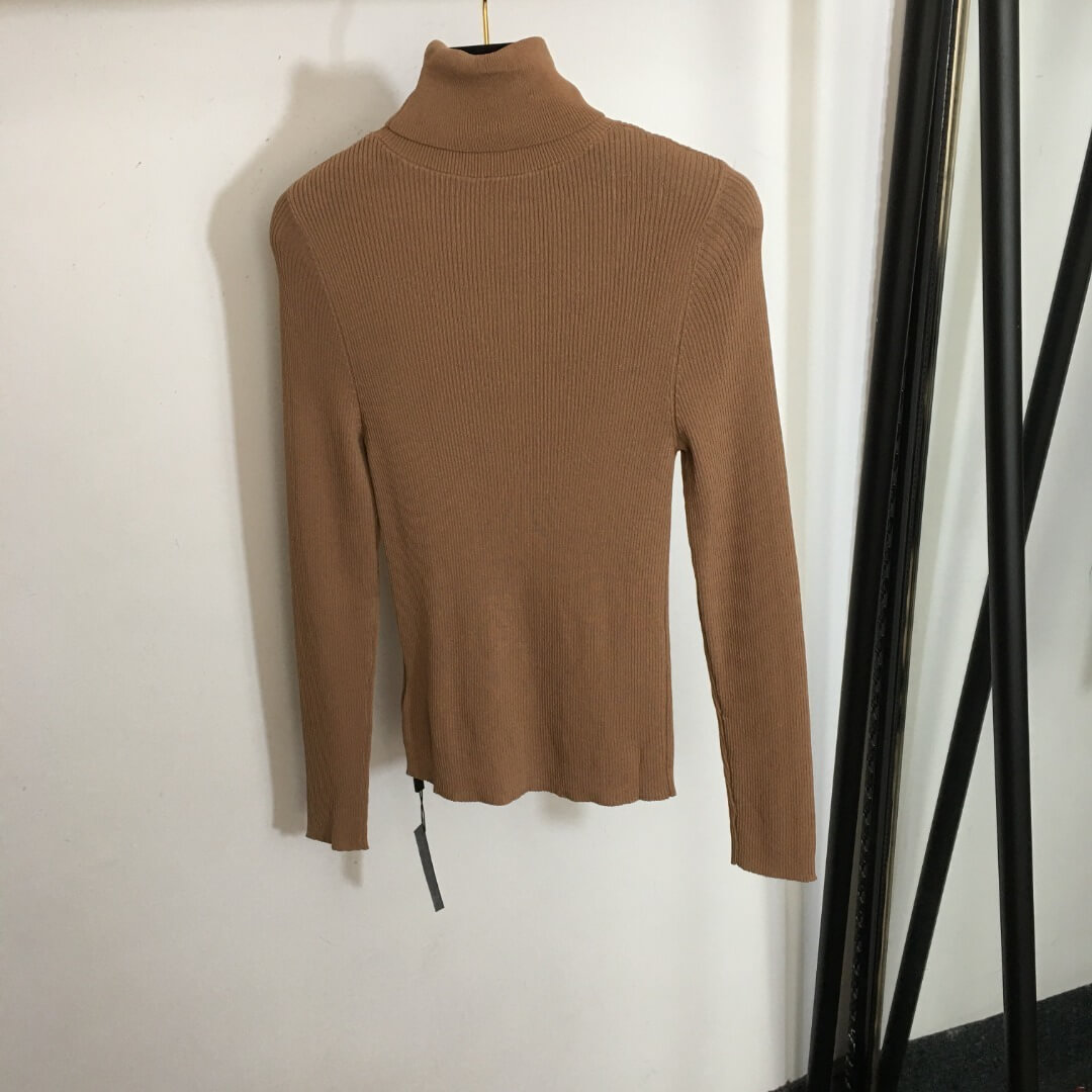 Prada Coffee High-Neck Logo Knit Base Layer - Image 7