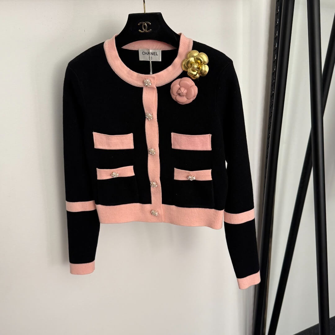 Chanel Knit Cardigan – Pink/Cream - Image 7
