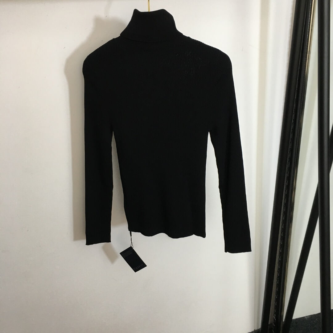 Prada Coffee High-Neck Logo Knit Base Layer - Image 2
