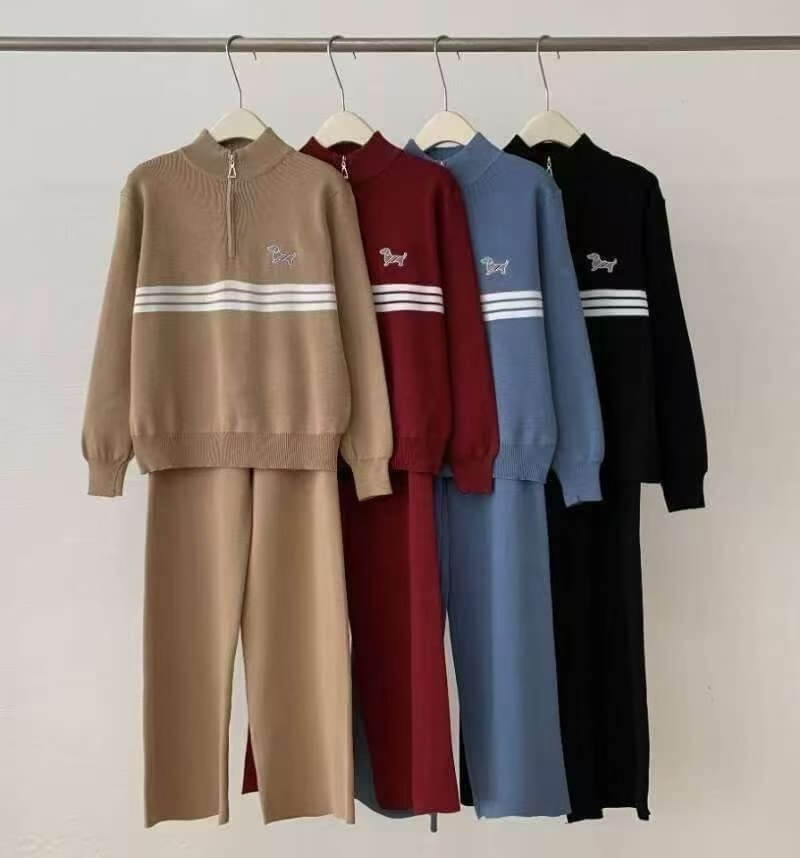 Thom Browne Knitted Half-Zip Track Suit with Striped Armband & Dachshund Embroidery - Image 6