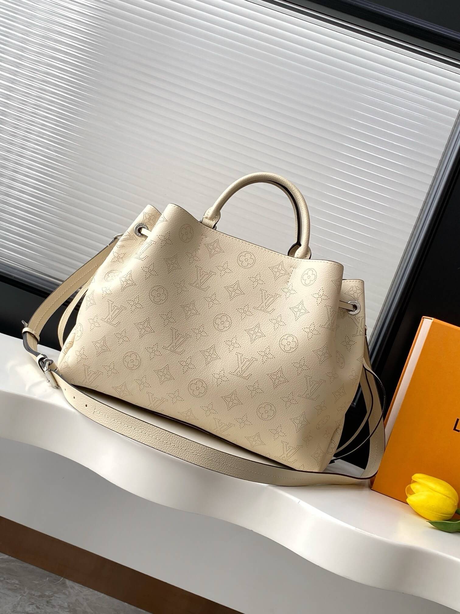 Louis Vuitton Bella Tote Bag in Galet Mahina Perforated Calfskin - Image 4