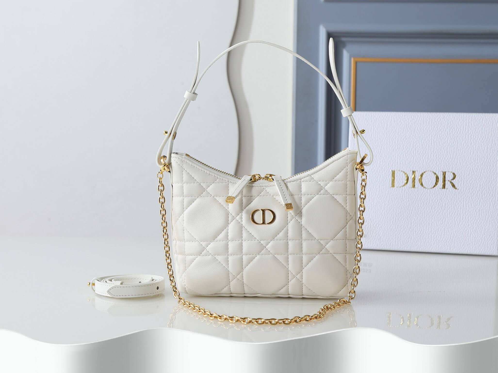 Dior Miss Caro Diorling Mini Bag in Latte Macrocannage Lambskin - Image 7