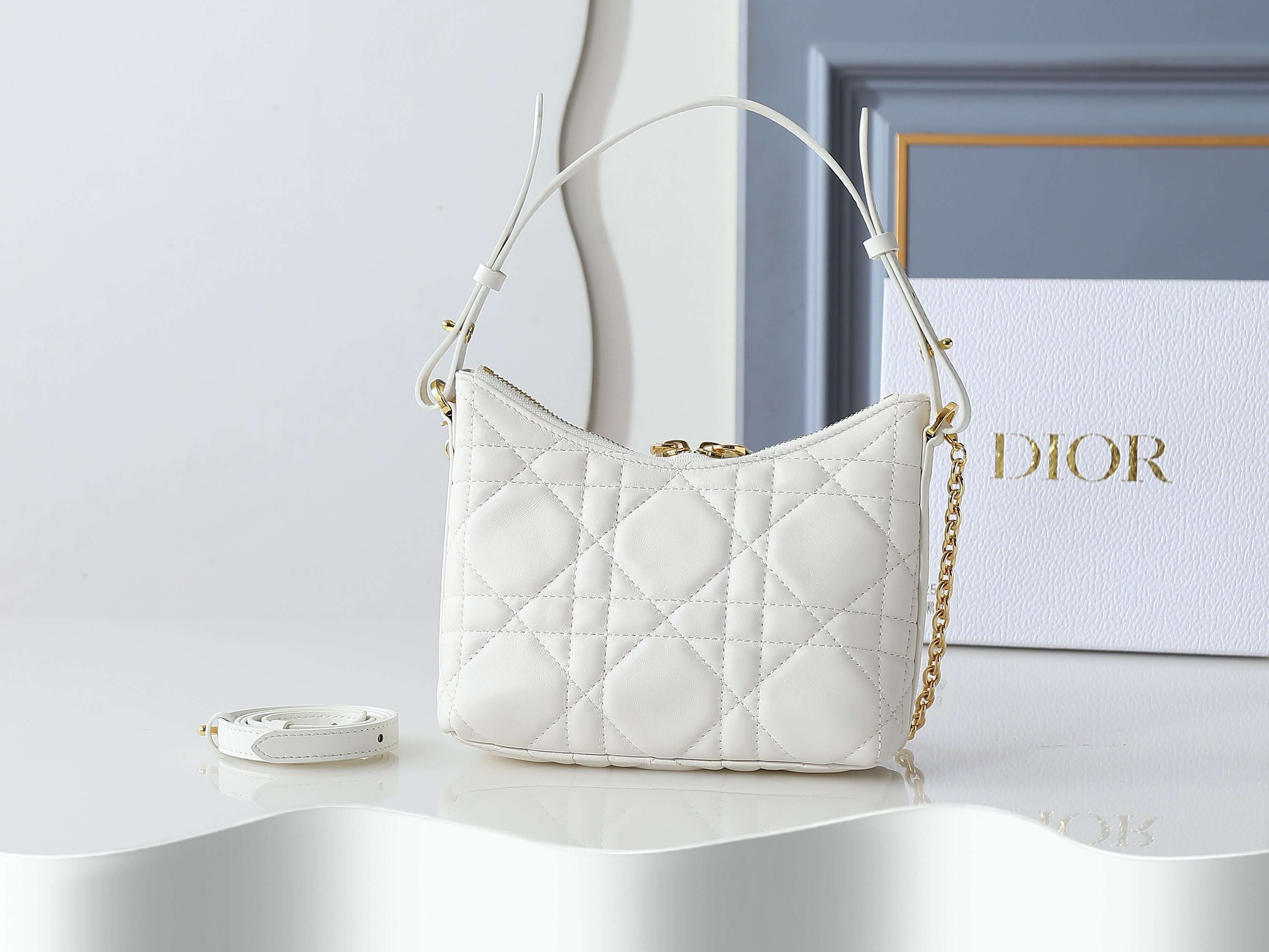 Dior Miss Caro Diorling Mini Bag in Latte Macrocannage Lambskin - Image 5