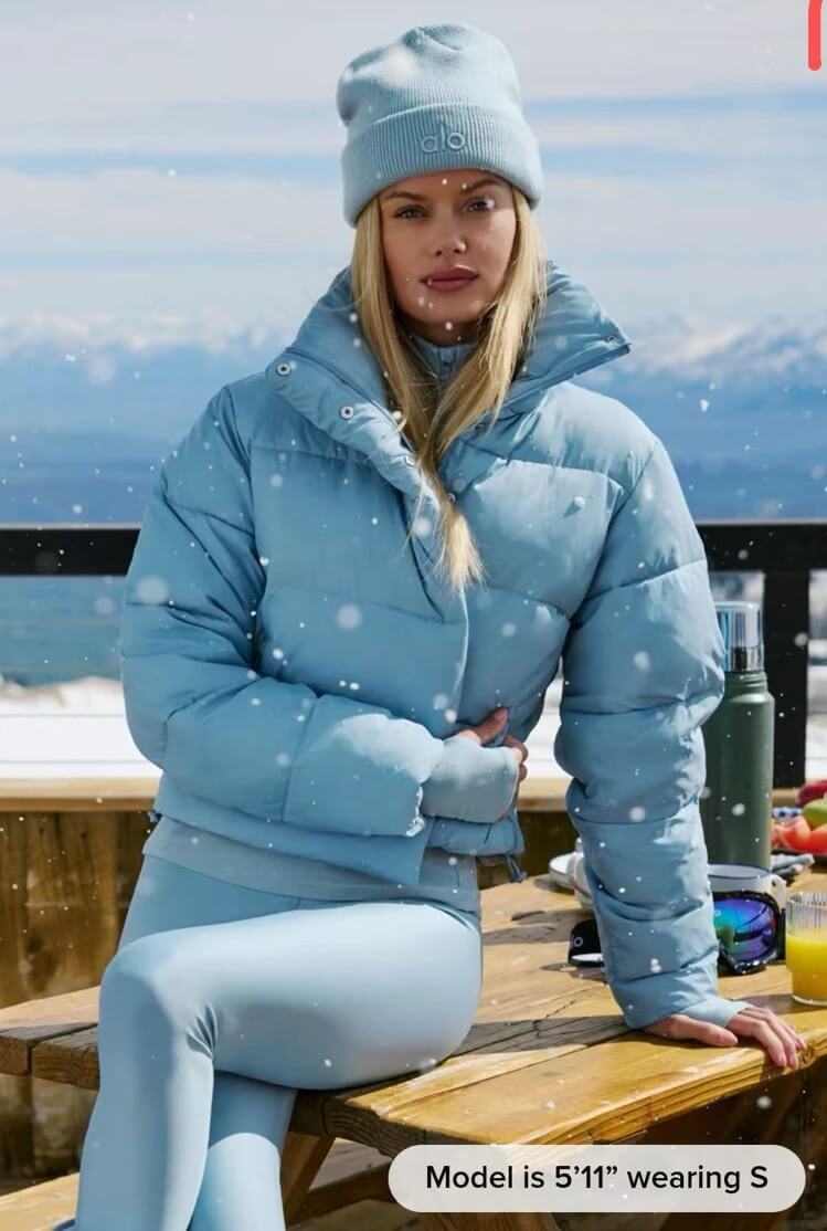 Alo Yoga Cropped Puffer Jacket – Light Blue - Image 8