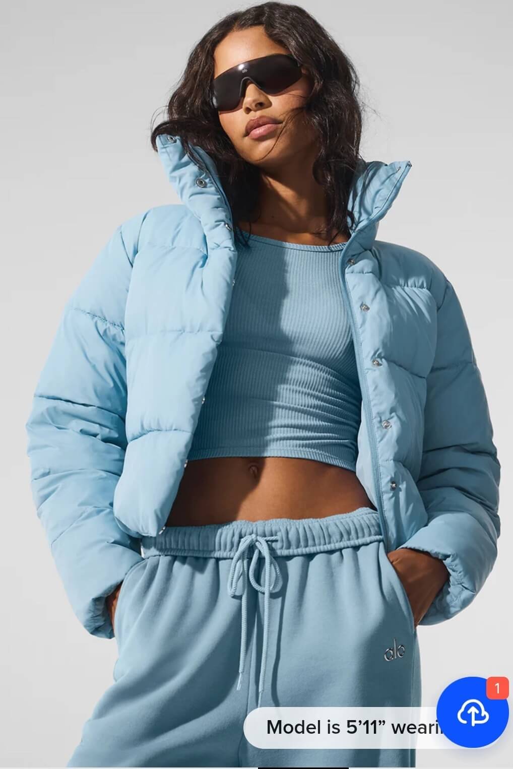 Alo Yoga Cropped Puffer Jacket – Light Blue - Image 11