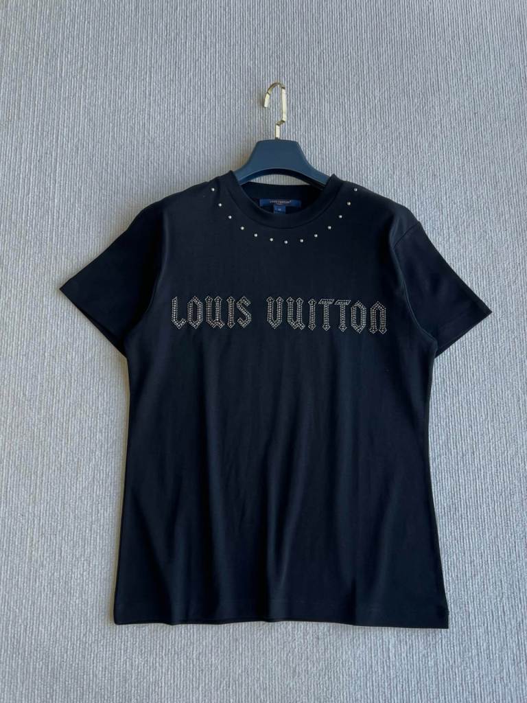 Louis Vuitton Studded Logo T-Shirt – Black