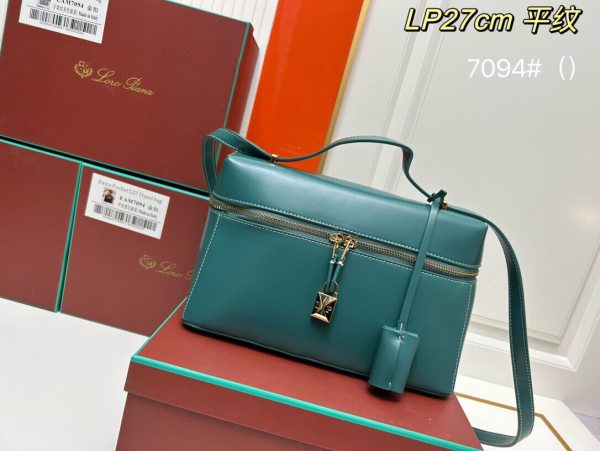Loro Piana Extra Pocket L27 Handbag in Teal Green Leather