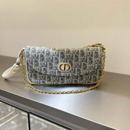 Dior 30 Montaigne Chain Bag – Blue Dior Oblique Jacquard