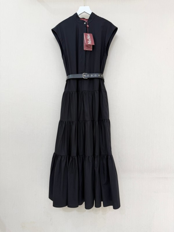 Max Mara Tiered Sleeveless Maxi Dress – Black