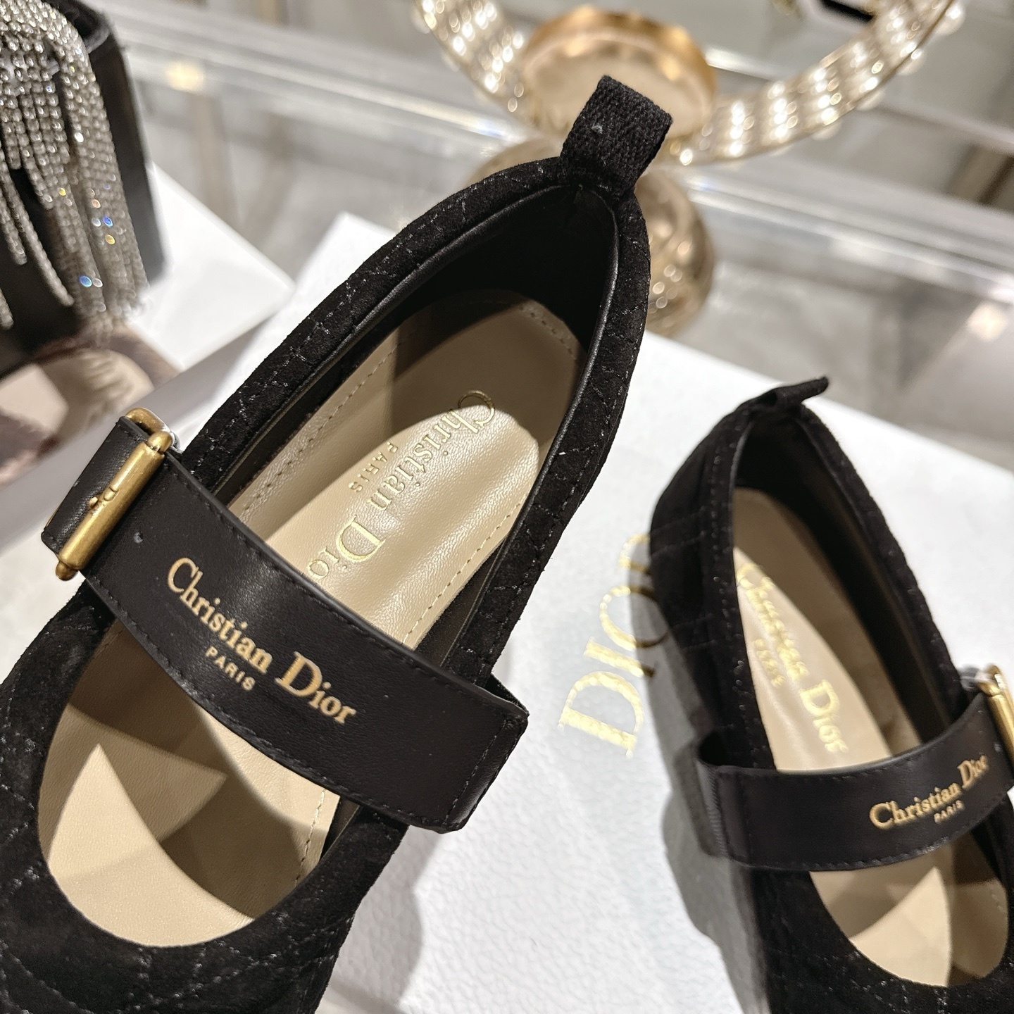 Dior Black Quilted Suede Mary Jane Flats - Image 7