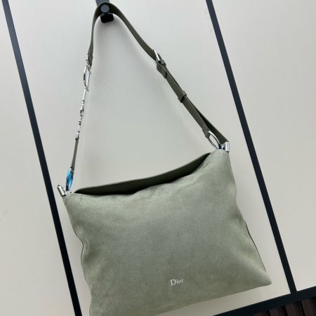 Dior D-Journey Suede Shoulder Bag – Light Green/Sage