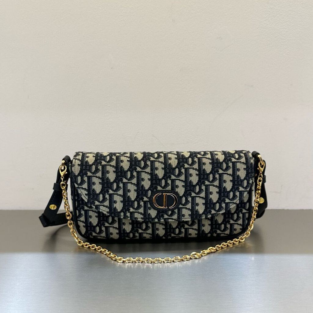 Dior 30 Montaigne Chain Bag – Blue Dior Oblique Jacquard