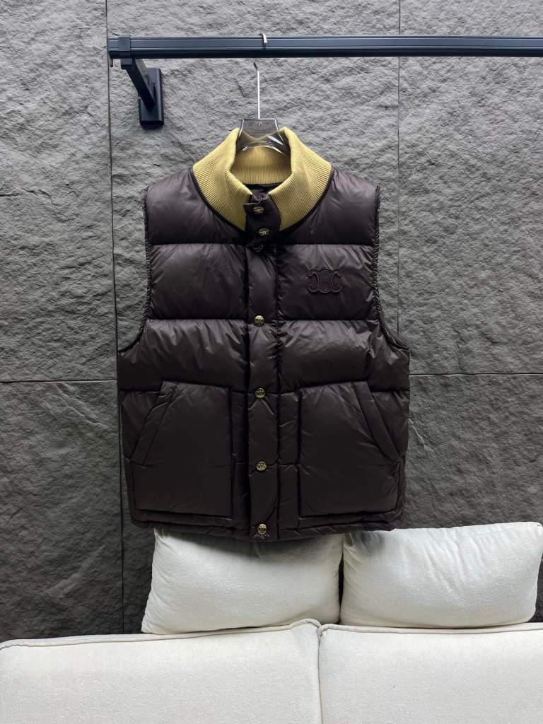 Celine Down Vest in Dark Brown
