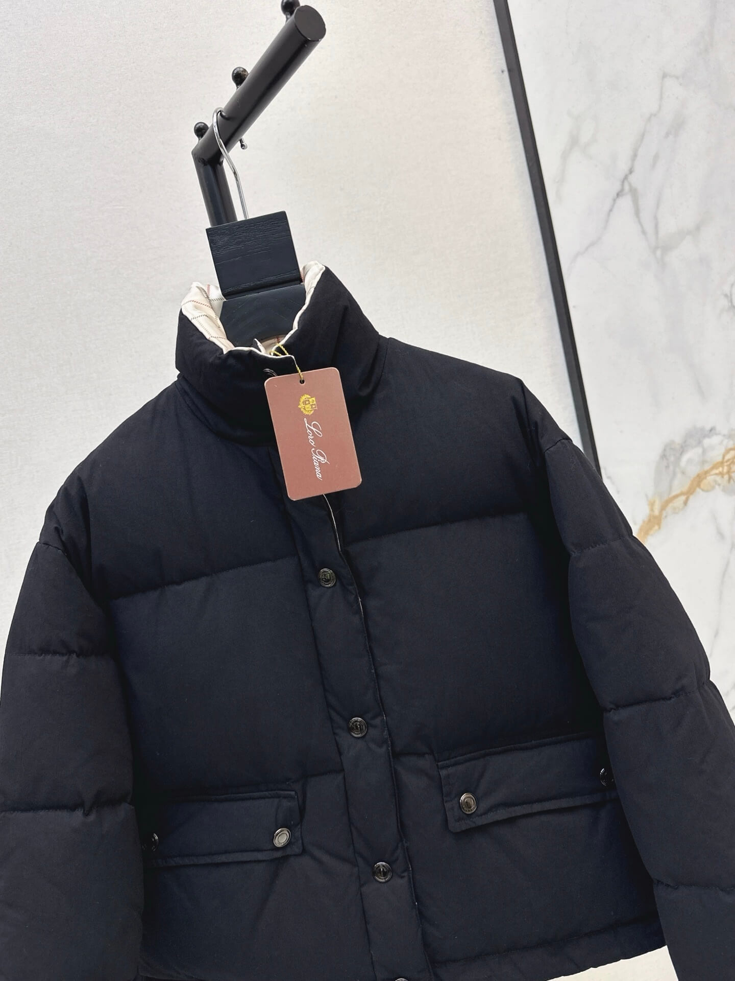 Loro Piana Cropped Puffer Women’s Down Jacket – Black - Image 4