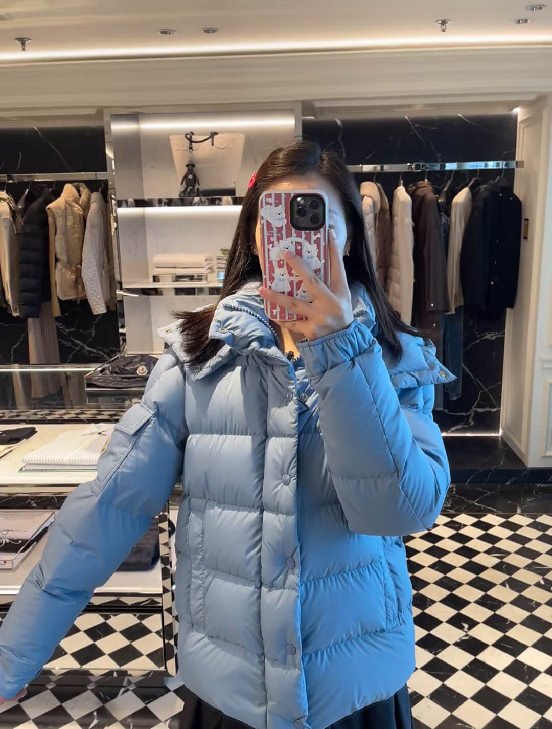Moncler Maya Hooded Down Jacket – Light Blue - Image 10