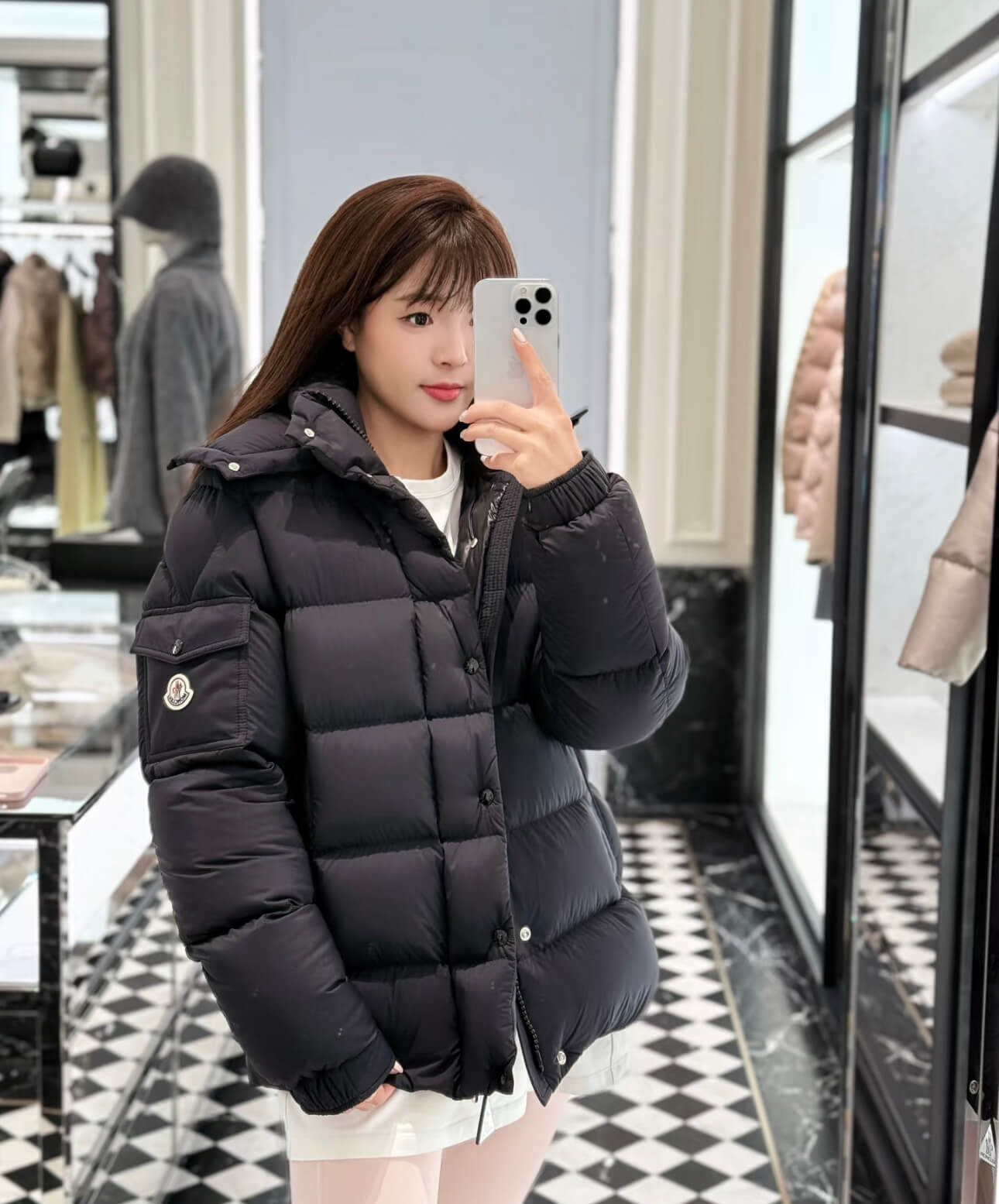 Moncler Maya 70 Hooded Short Down Jacket – Black - Image 2