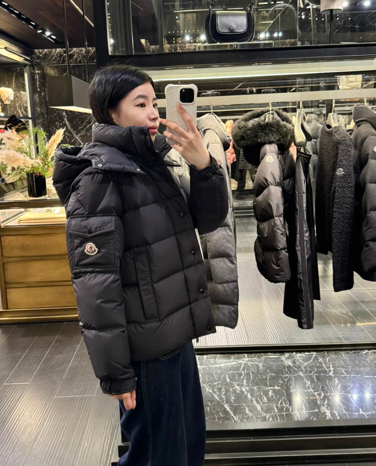 Moncler Maya 70 Hooded Short Down Jacket – Black - Image 6