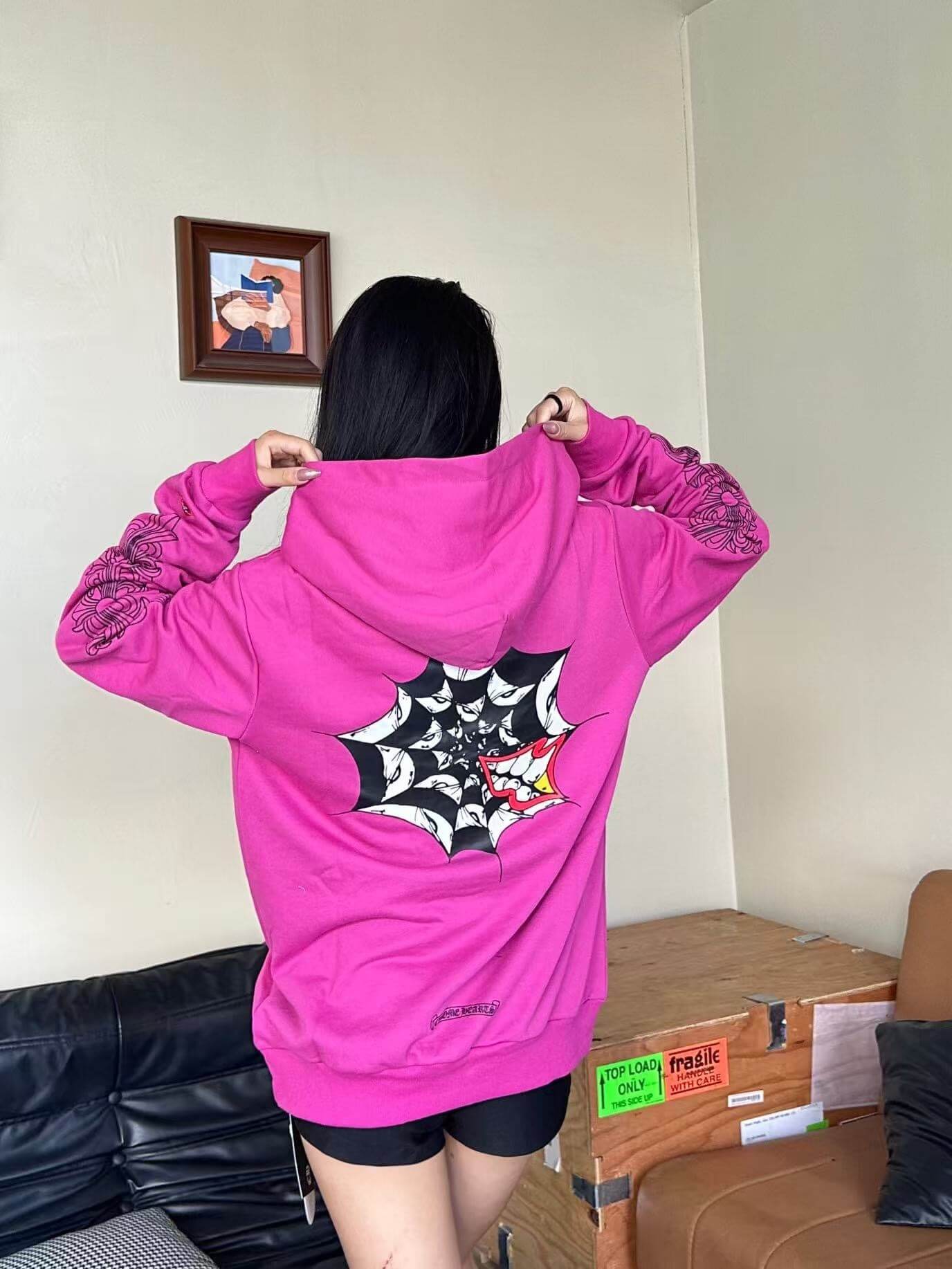 Chrome Hearts Matty Boy Spider Web Hoodie (Pink) - Image 17