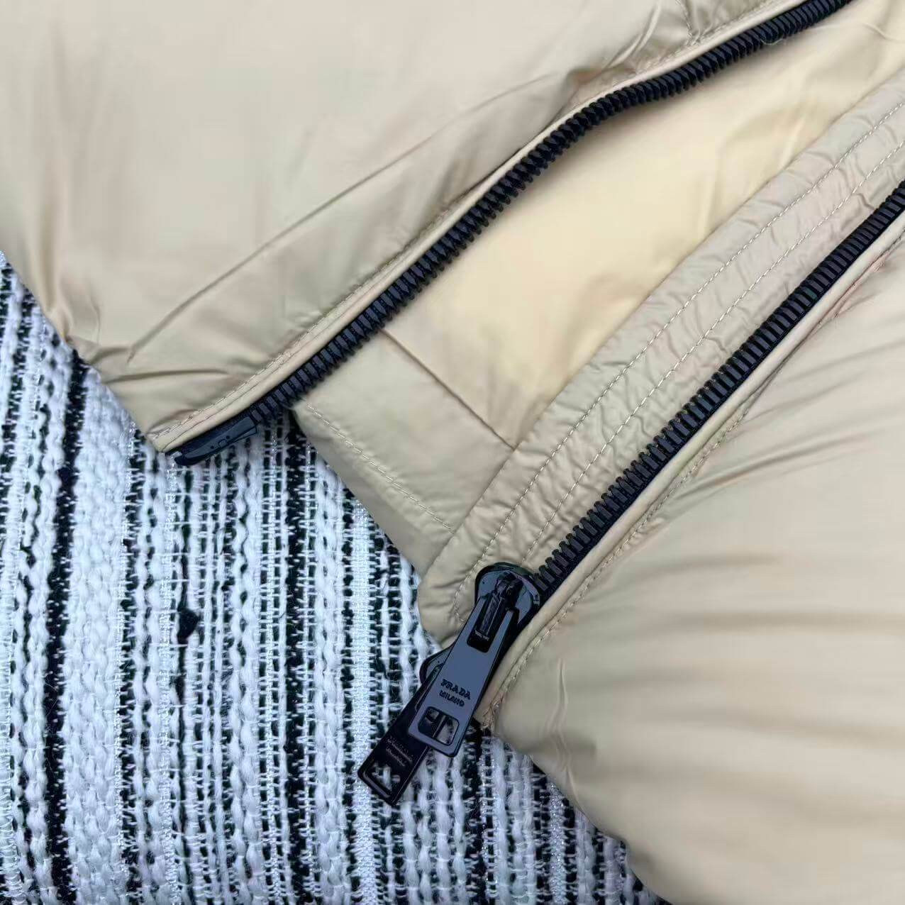 Prada Hooded Puffer Women's Down Jacket- Beige - Image 7