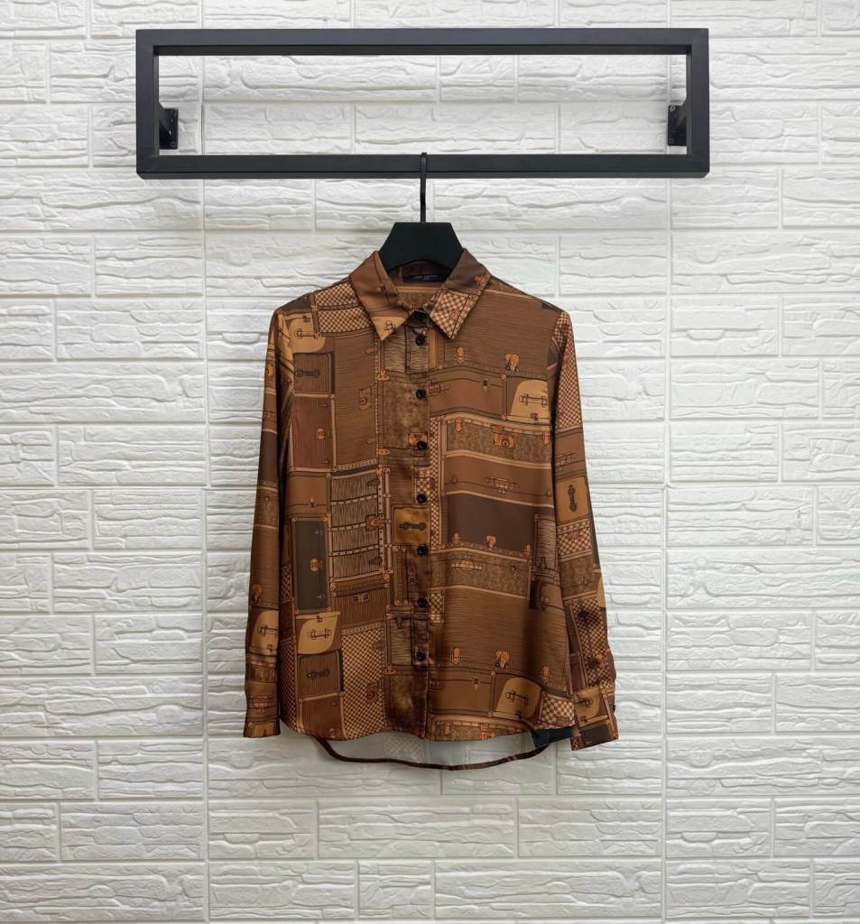 Louis Vuitton Trunk Print Silk Shirt – Brown