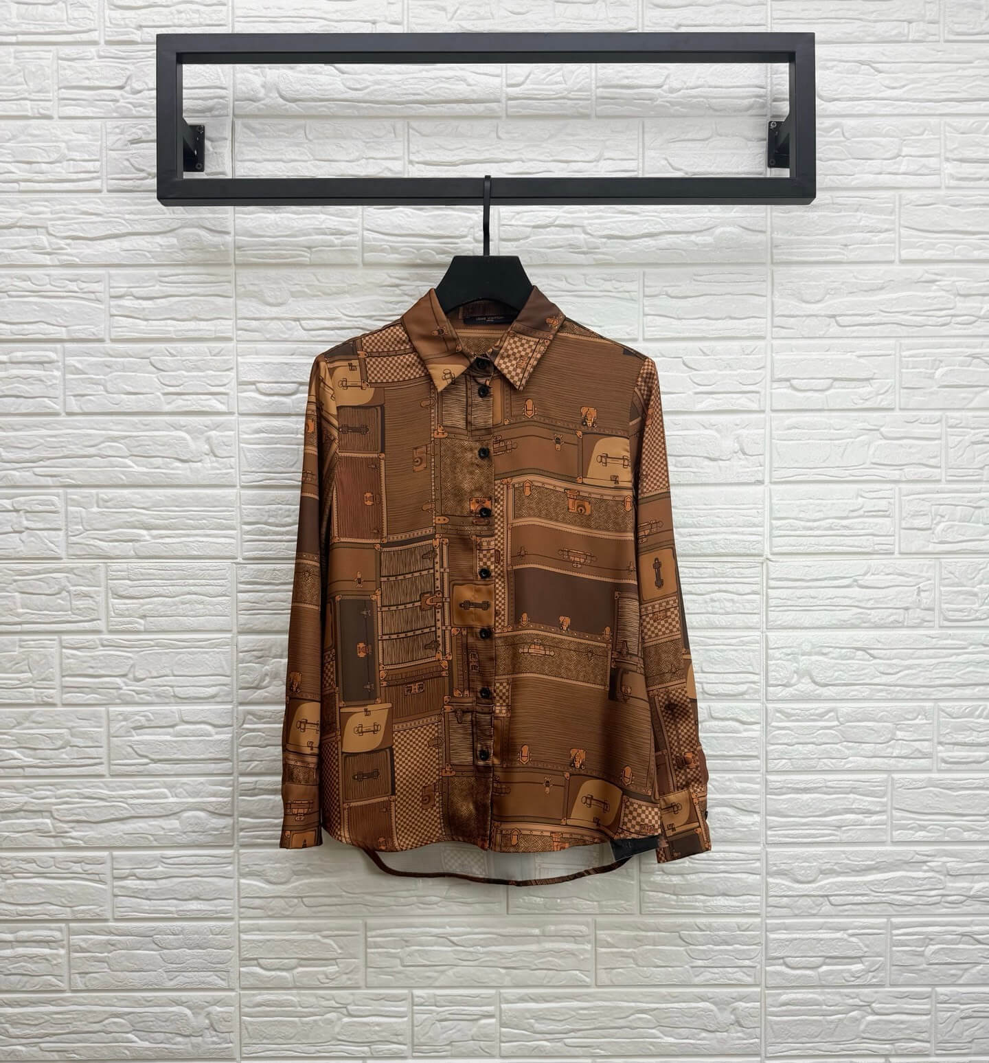 Louis Vuitton Trunk Print Silk Shirt – Brown