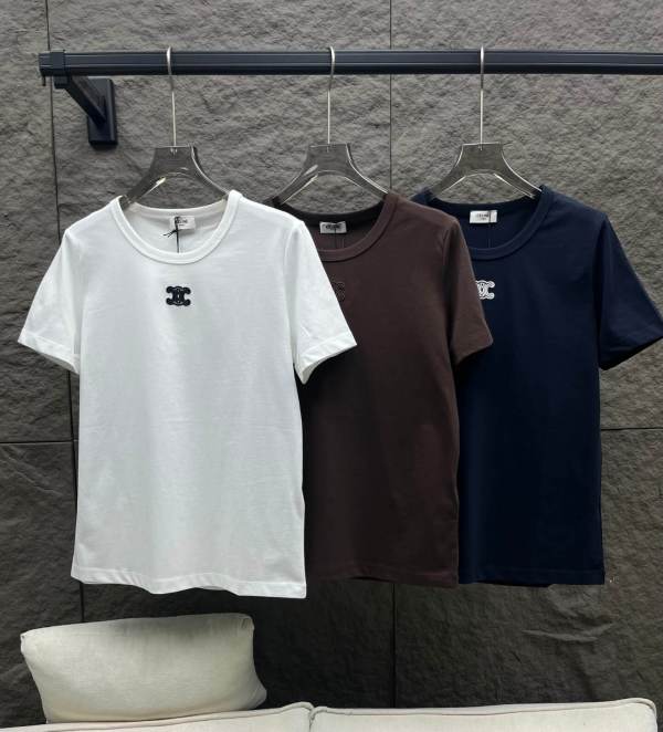 Celine Marco Logo-Embroidered Crewneck T-Shirt