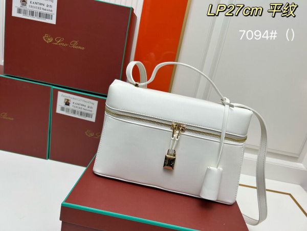 Loro Piana Extra Pocket L27 Handbag in White Leather