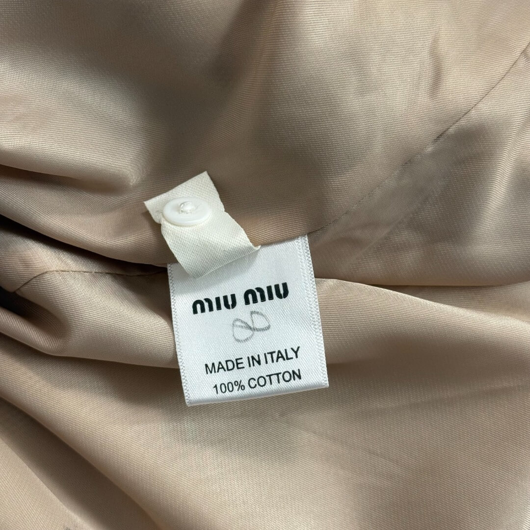 Miu Miu Single-Breasted Corduroy & Leather Jacket – Ivory with Brown Accents - Image 7