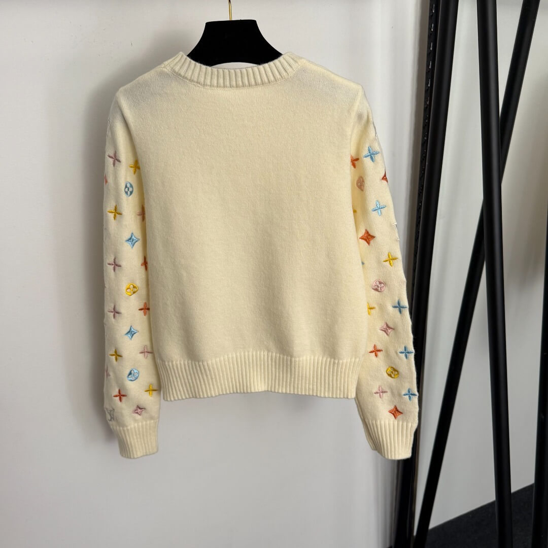 Louis Vuitton Multicolor Monogram Embroidered Knit Sweater – Black - Image 2