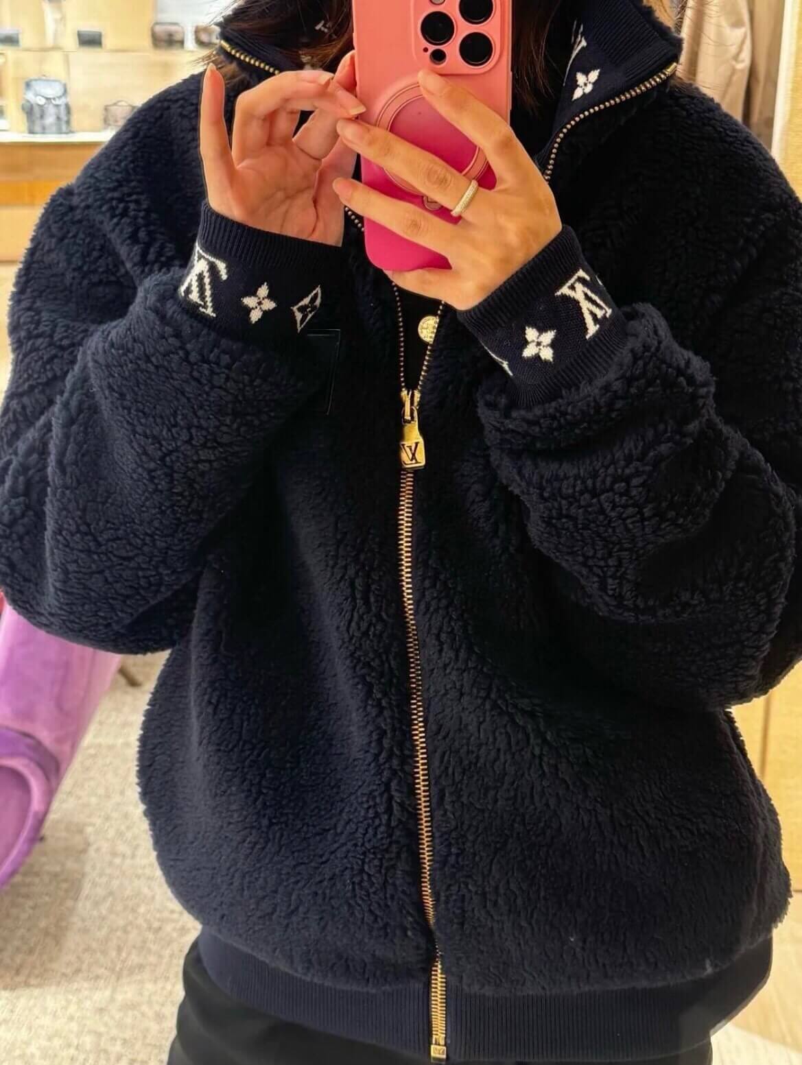 Louis Vuitton Leather Patch Fleece Blouson Jacket - Image 4