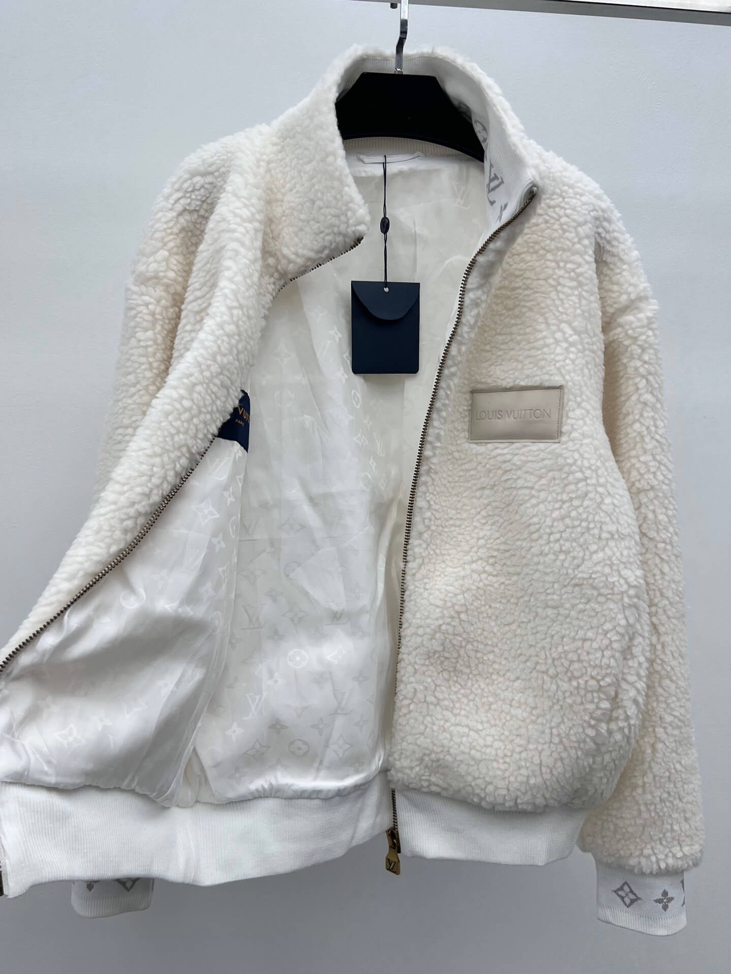 Louis Vuitton Leather Patch Fleece Blouson Jacket - Image 2