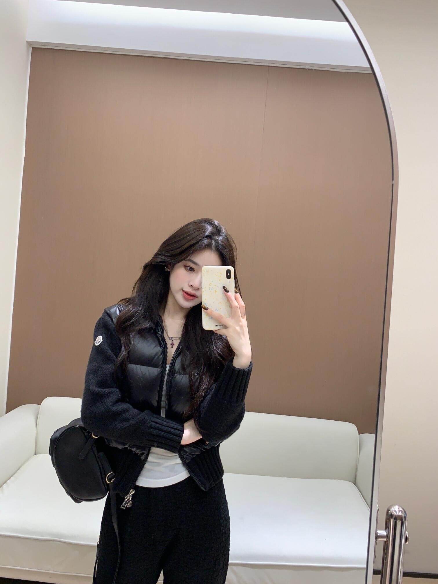 Moncler Cardigan Knit Puffer Jacket in Black - Image 3