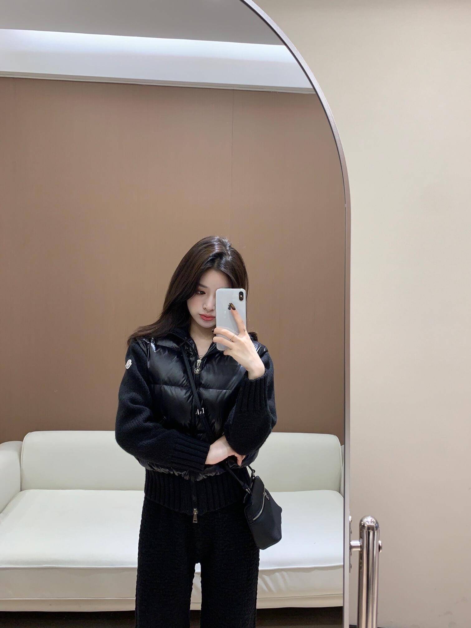 Moncler Cardigan Knit Puffer Jacket in Black - Image 5