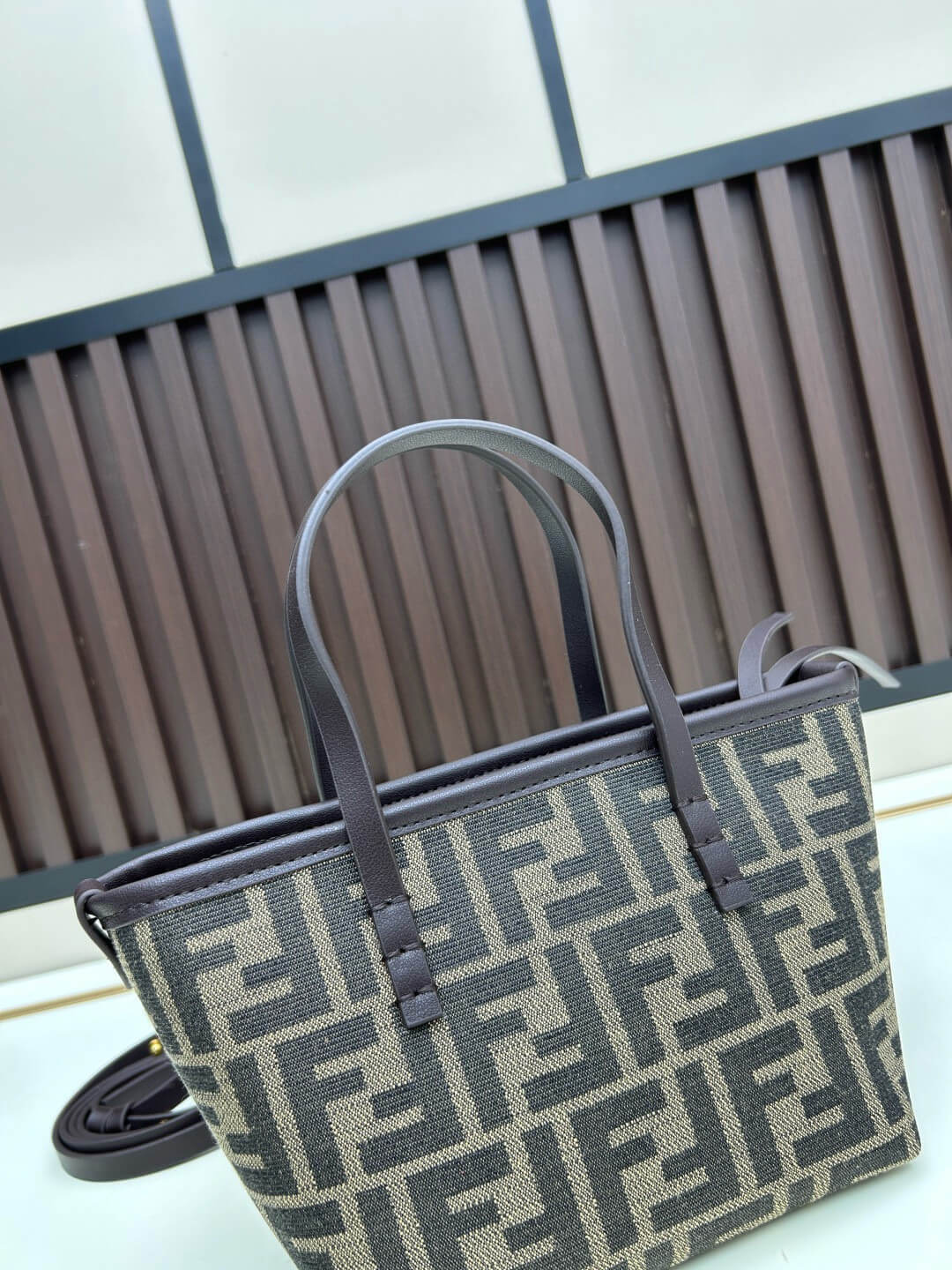 Fendi Roll Mini Handbag – Brown FF Jacquard - Image 5