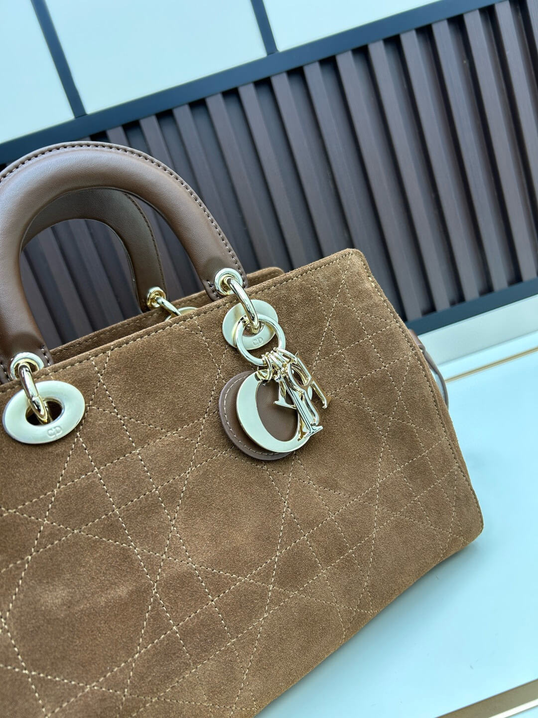 Dior Vintage Lady Medium Bag – Brown Suede - Image 5