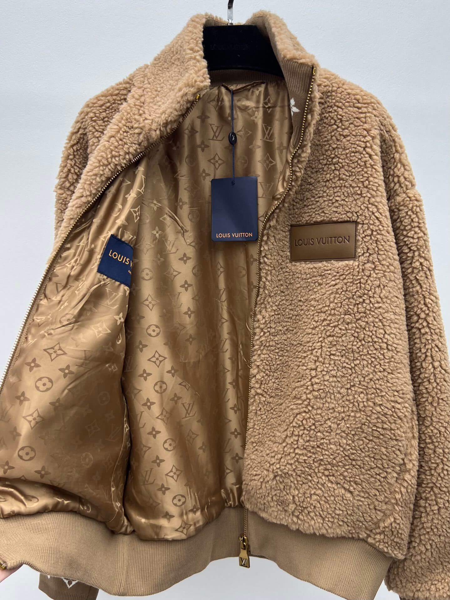 Louis Vuitton Leather Patch Fleece Blouson Jacket - Image 12