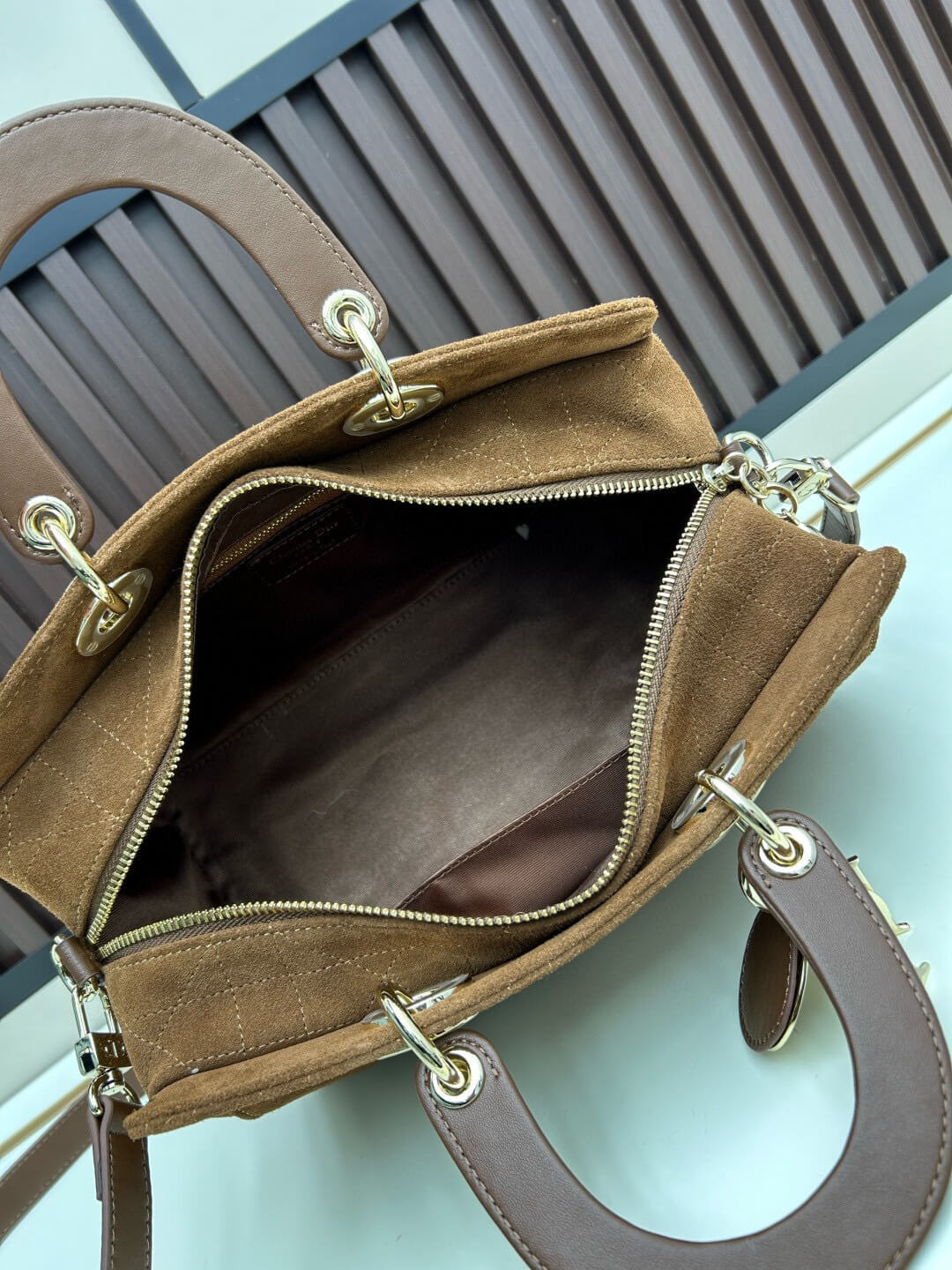 Dior Vintage Lady Medium Bag – Brown Suede - Image 8
