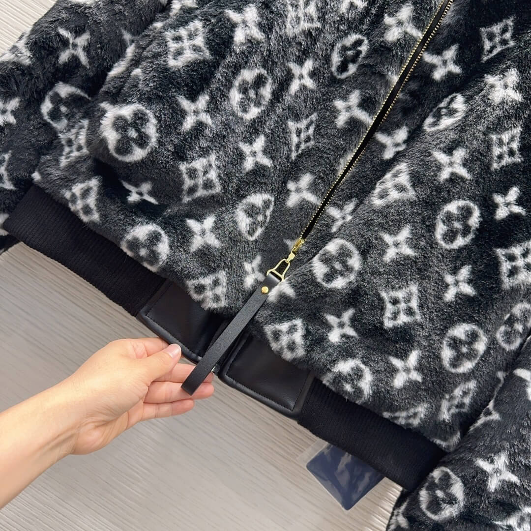 Louis Vuitton Monogram Fleece Jacket – Black/Grey - Image 4